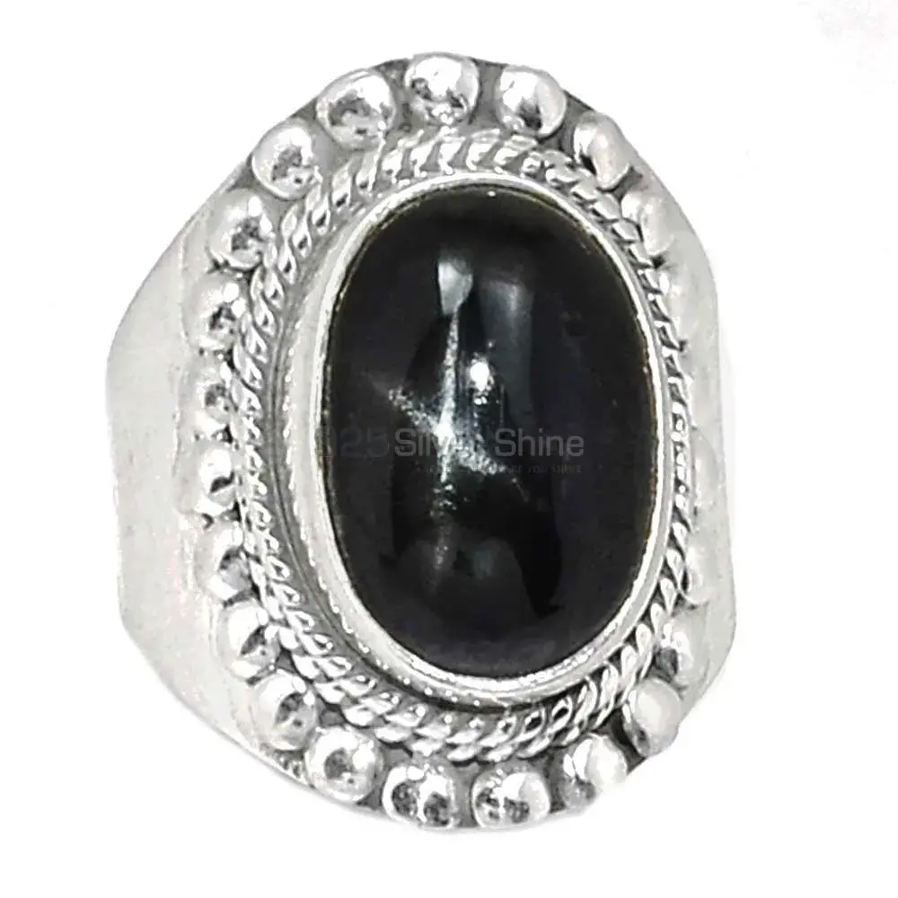 Black Star Gemstone Ring In Solid Silver Jewelry 925SR2306_1