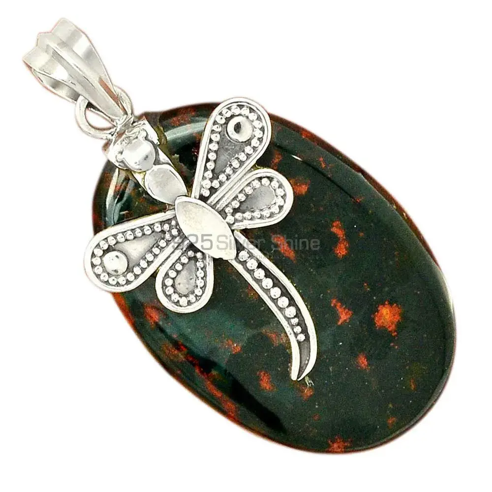 Blood Gemstone Pendants In Solid Sterling Silver Jewelry 925SP68-1_0
