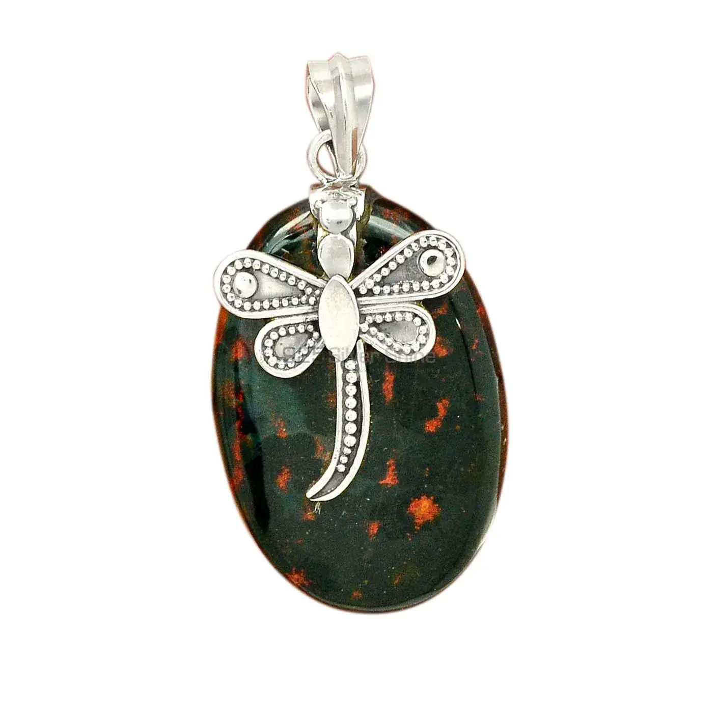 Blood Gemstone Pendants In Solid Sterling Silver Jewelry 925SP68-1_2