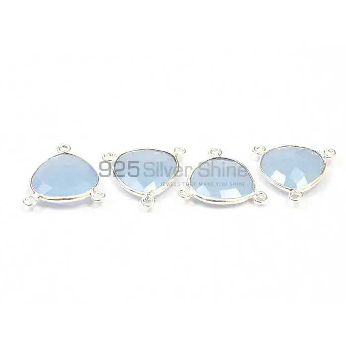Blue Chalcedony Heart Gemstone Triple Bail Bezel Sterling Silver Connector 925GC129_8