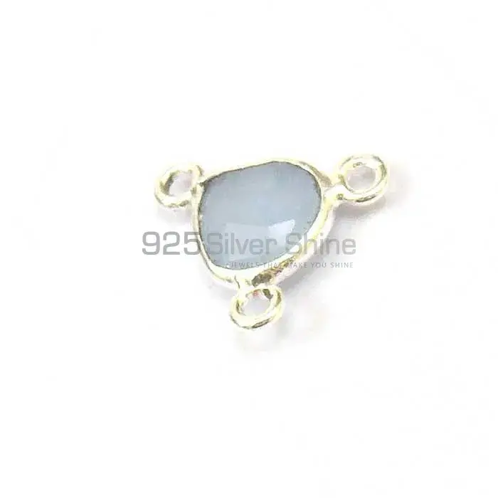 Blue Chalcedony Heart Gemstone Triple Bail Bezel Sterling Silver Connector 925GC129_2