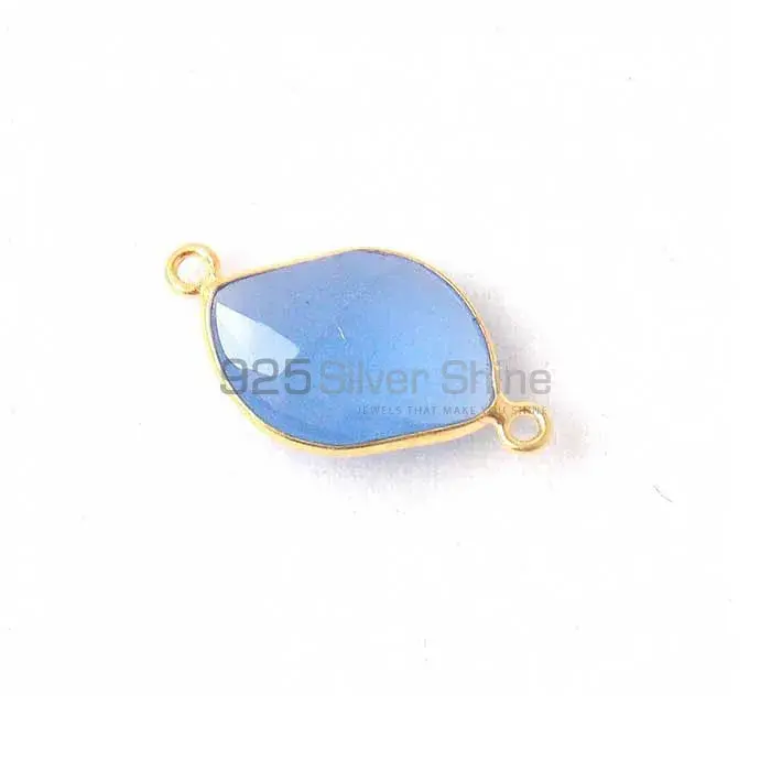Blue Chalcedony S Shape Gemstone Double Bail Bezel Sterling Silver Gold Vermeil Gemstone Connector 925GC348