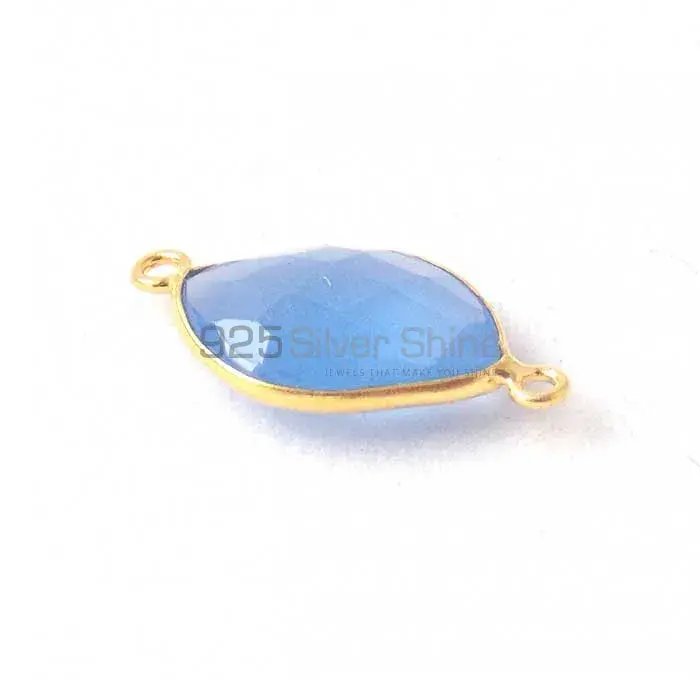 Blue Chalcedony S Shape Gemstone Double Bail Bezel Sterling Silver Gold Vermeil Gemstone Connector 925GC348_0