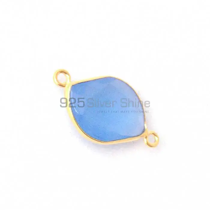 Blue Chalcedony S Shape Gemstone Double Bail Bezel Sterling Silver Gold Vermeil Gemstone Connector 925GC348_1