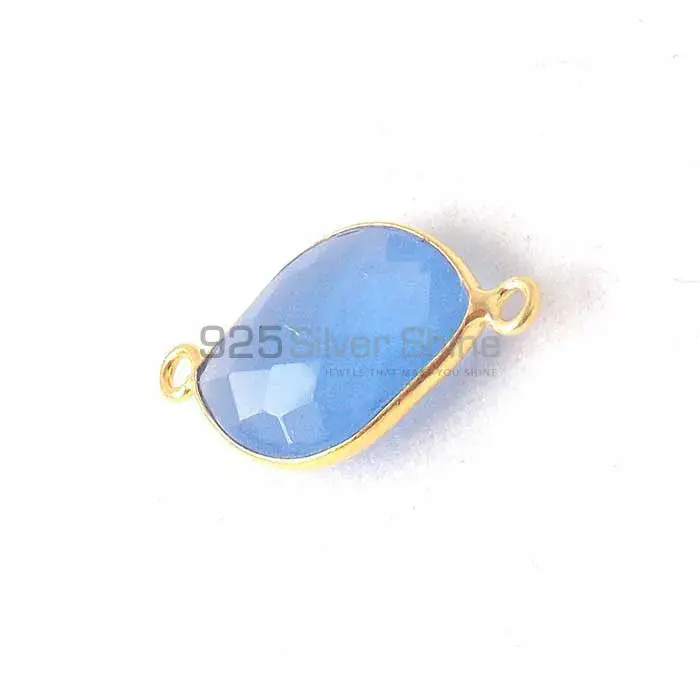 Blue Chalcedony S Shape Gemstone Double Bail Bezel Sterling Silver Gold Vermeil Gemstone Connector 925GC348_2