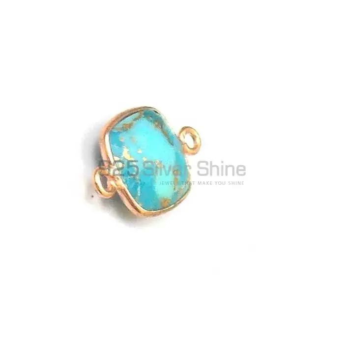 Blue Copper Turquoise Cushion Gemstone Double Bail Bezel Sterling Silver Gold Vermeil Gemstone Connector 925GC385_2