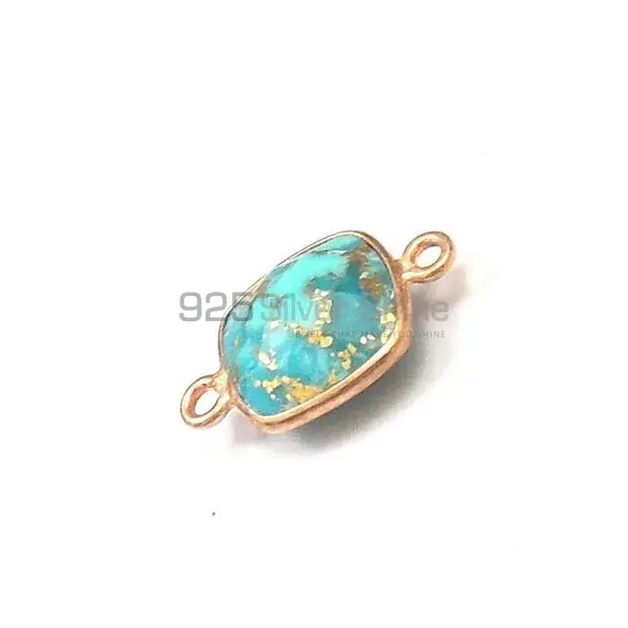 Blue Copper Turquoise Cushion Gemstone Double Bail Bezel Sterling Silver Gold Vermeil Gemstone Connector 925GC385_3
