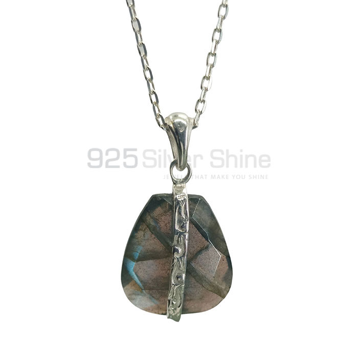 Blue Fire Bezel Labradorite Pendant In Sterling Silver 925NSP01