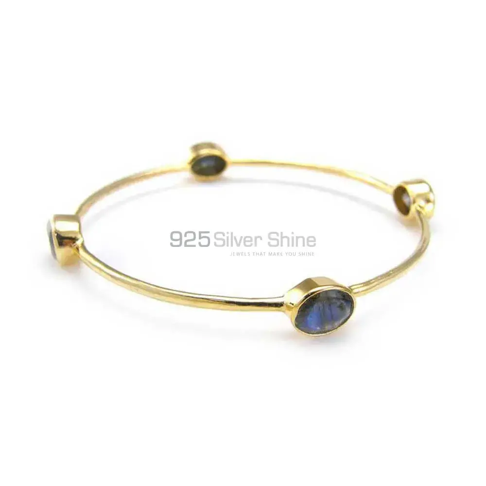 Blue Fire Labradorite Gemstone 925 Silver Bracelet In Gold Plated 925SSB100