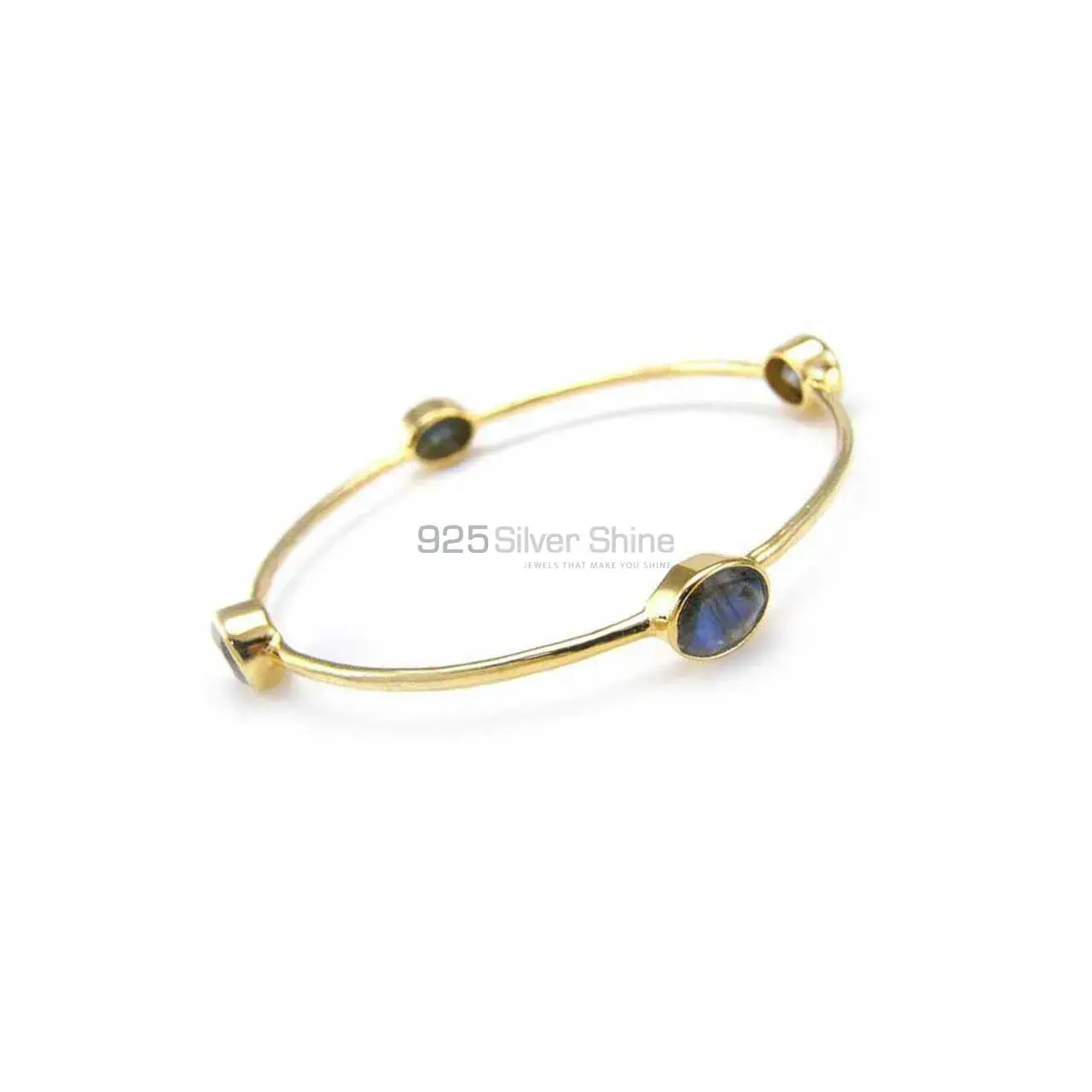 Blue Fire Labradorite Gemstone 925 Silver Bracelet In Gold Plated 925SSB100_0