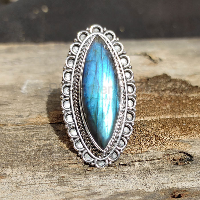 Blue Fire Labradorite Gemstone Ring In Sterling Silver SSR57