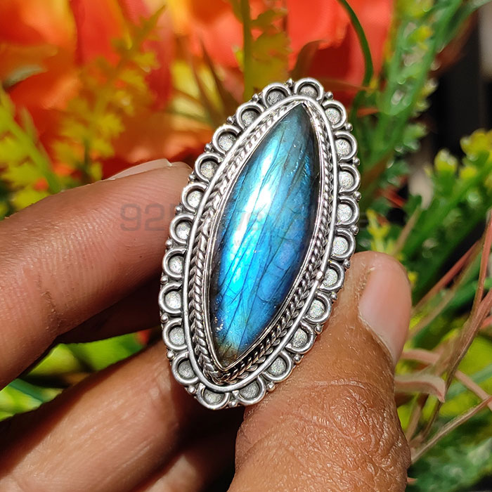 Blue Fire Labradorite Gemstone Ring In Sterling Silver SSR57_3