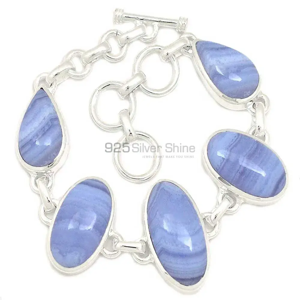 Blue Lace Agate Gemstone Bracelets In 925 Fine Silver Jewelry 925SB307-1_0