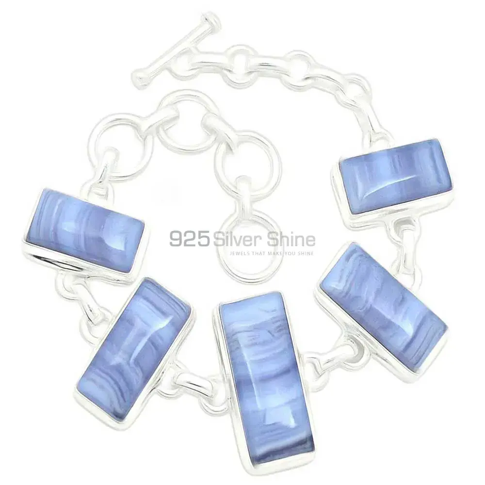Blue Lace Agate Gemstone Bracelets In 925 Fine Silver Jewelry 925SB307-1_3