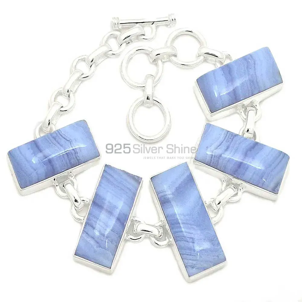 Blue Lace Agate Gemstone Handmade Bracelets In 925 Sterling Silver Jewelry 925SB307-2_0