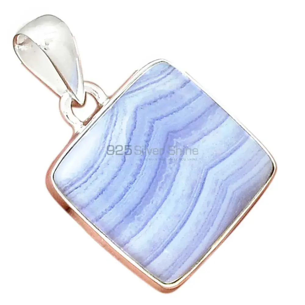 Blue Lace Agate Gemstone Handmade Pendants In 925 Sterling Silver Jewelry 925SP166_0