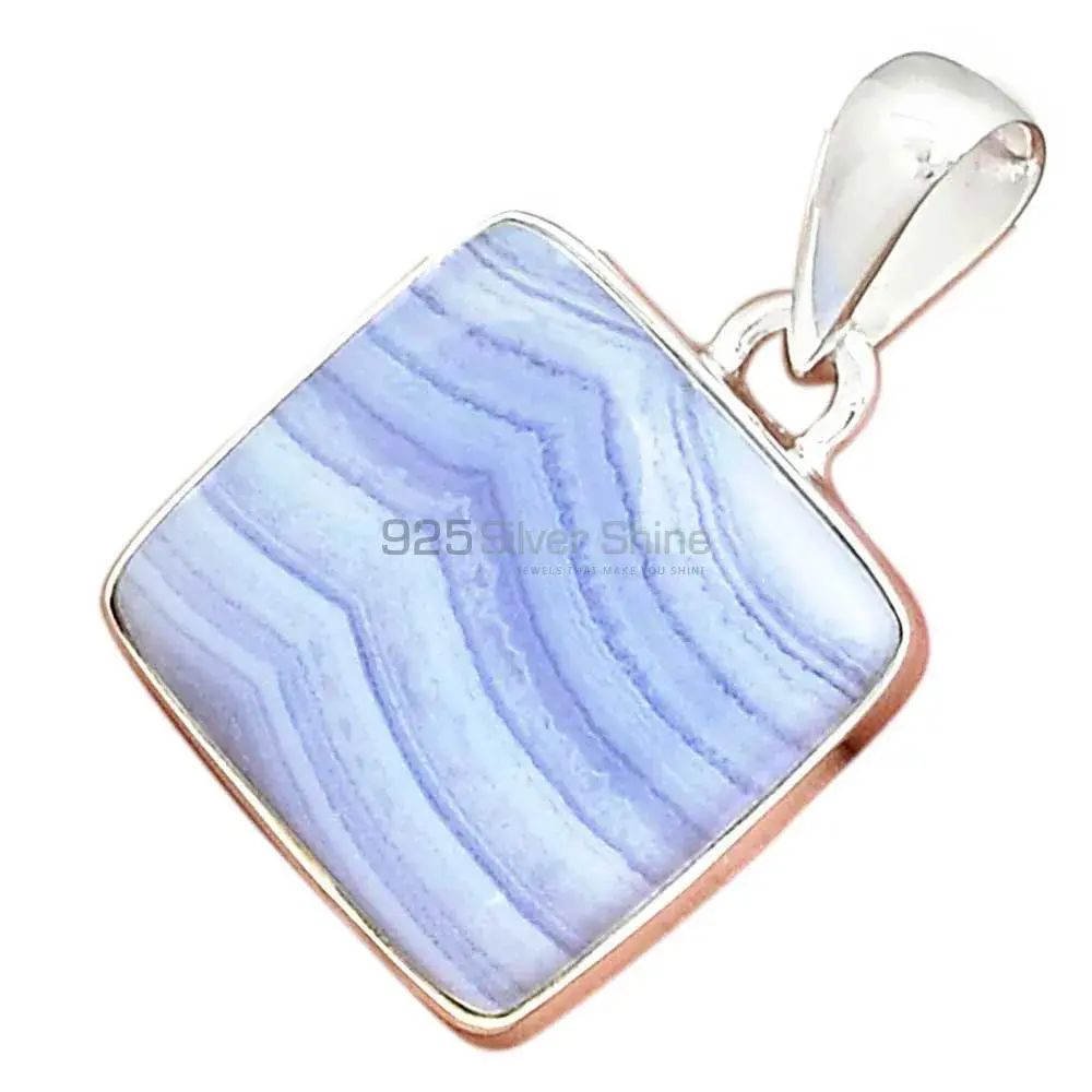 Blue Lace Agate Gemstone Handmade Pendants In 925 Sterling Silver Jewelry 925SP166_0