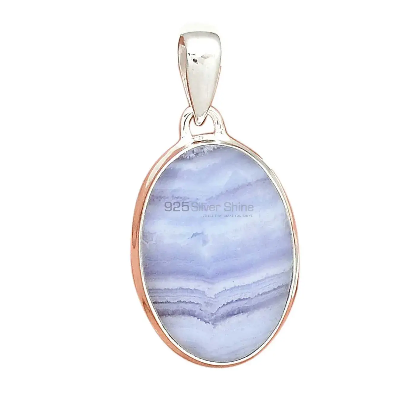 Blue Lace Agate Gemstone Handmade Pendants In 925 Sterling Silver Jewelry 925SP166_9