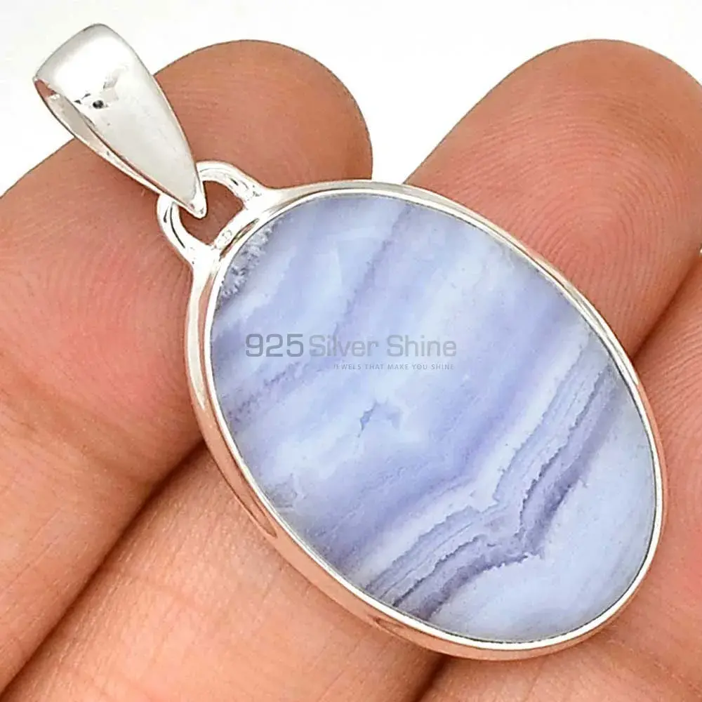 Blue Lace Agate Gemstone Handmade Pendants In 925 Sterling Silver Jewelry 925SP166_10
