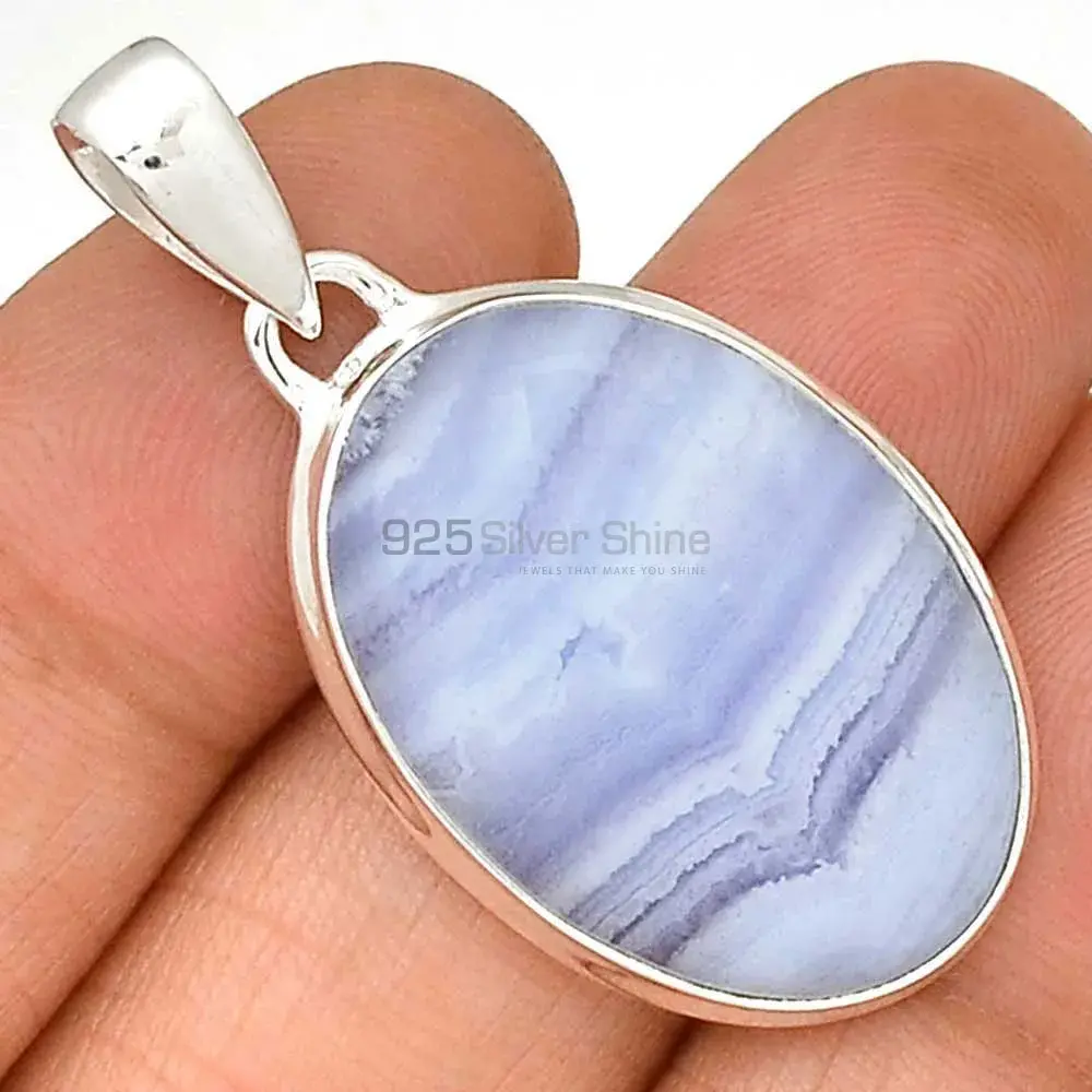 Blue Lace Agate Gemstone Handmade Pendants In 925 Sterling Silver Jewelry 925SP166_11