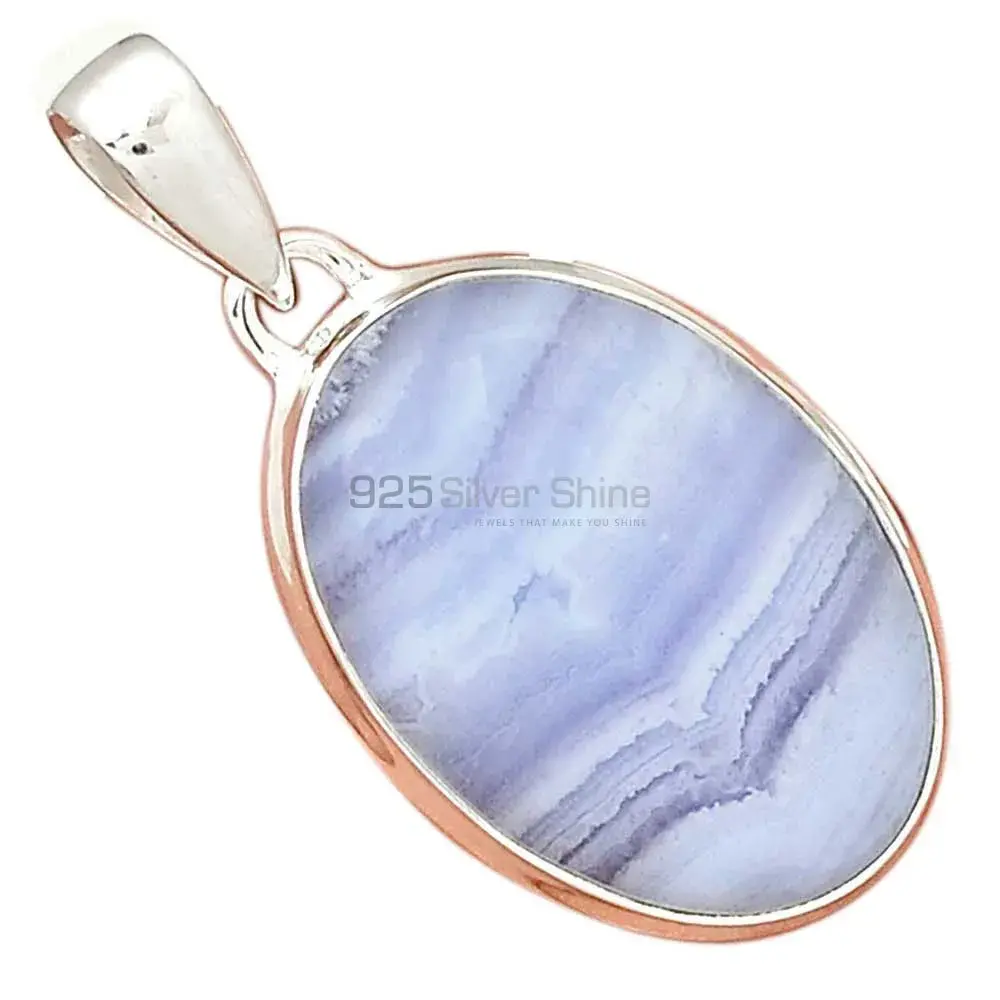 Blue Lace Agate Gemstone Handmade Pendants In 925 Sterling Silver Jewelry 925SP166_11