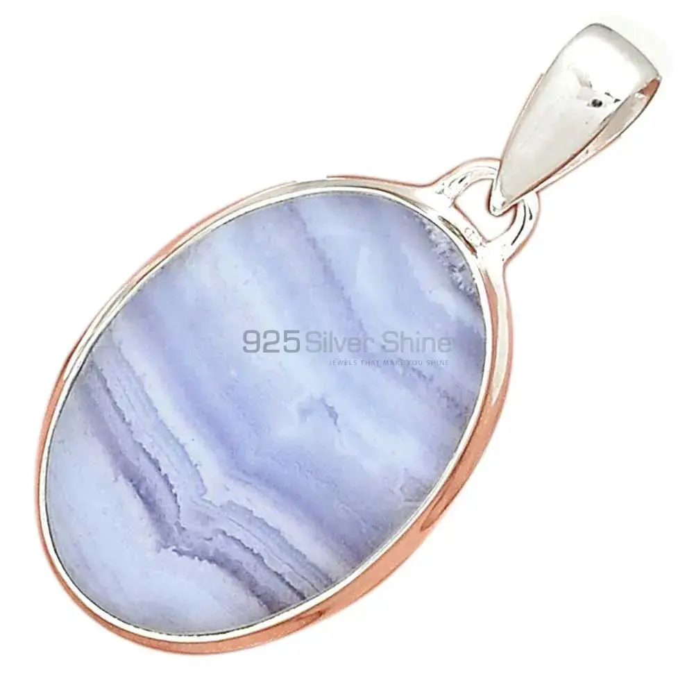 Blue Lace Agate Gemstone Handmade Pendants In 925 Sterling Silver Jewelry 925SP166_12
