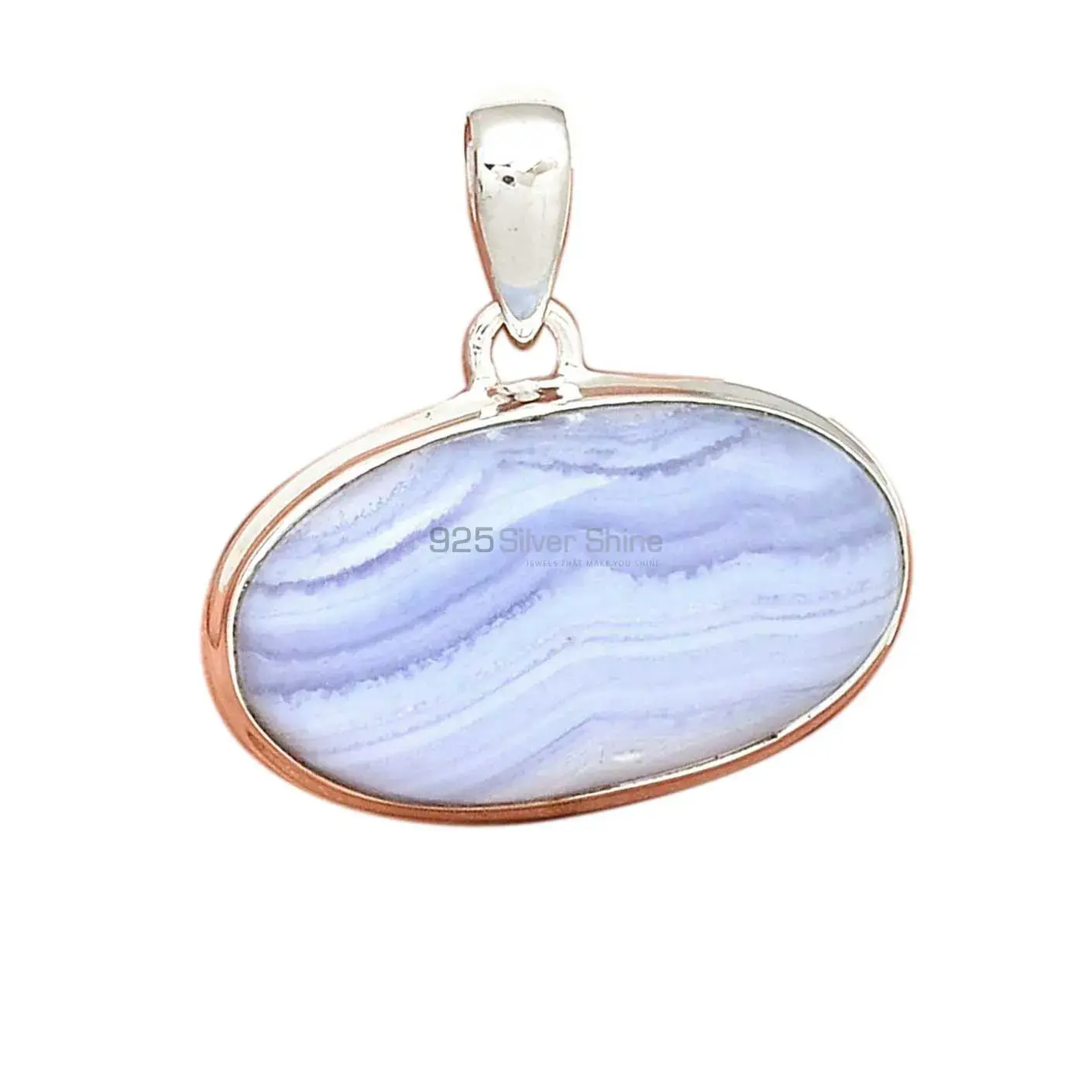 Blue Lace Agate Gemstone Handmade Pendants In 925 Sterling Silver Jewelry 925SP166_14
