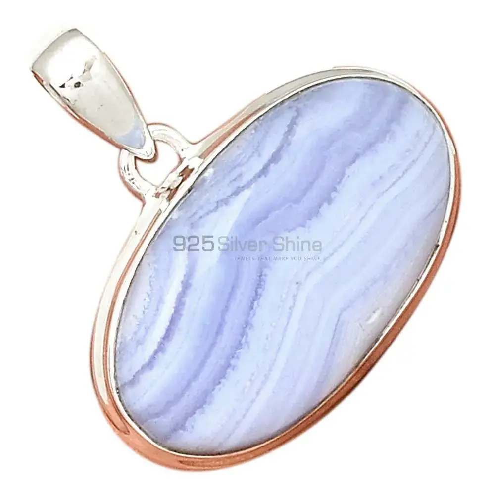 Blue Lace Agate Gemstone Handmade Pendants In 925 Sterling Silver Jewelry 925SP166_16