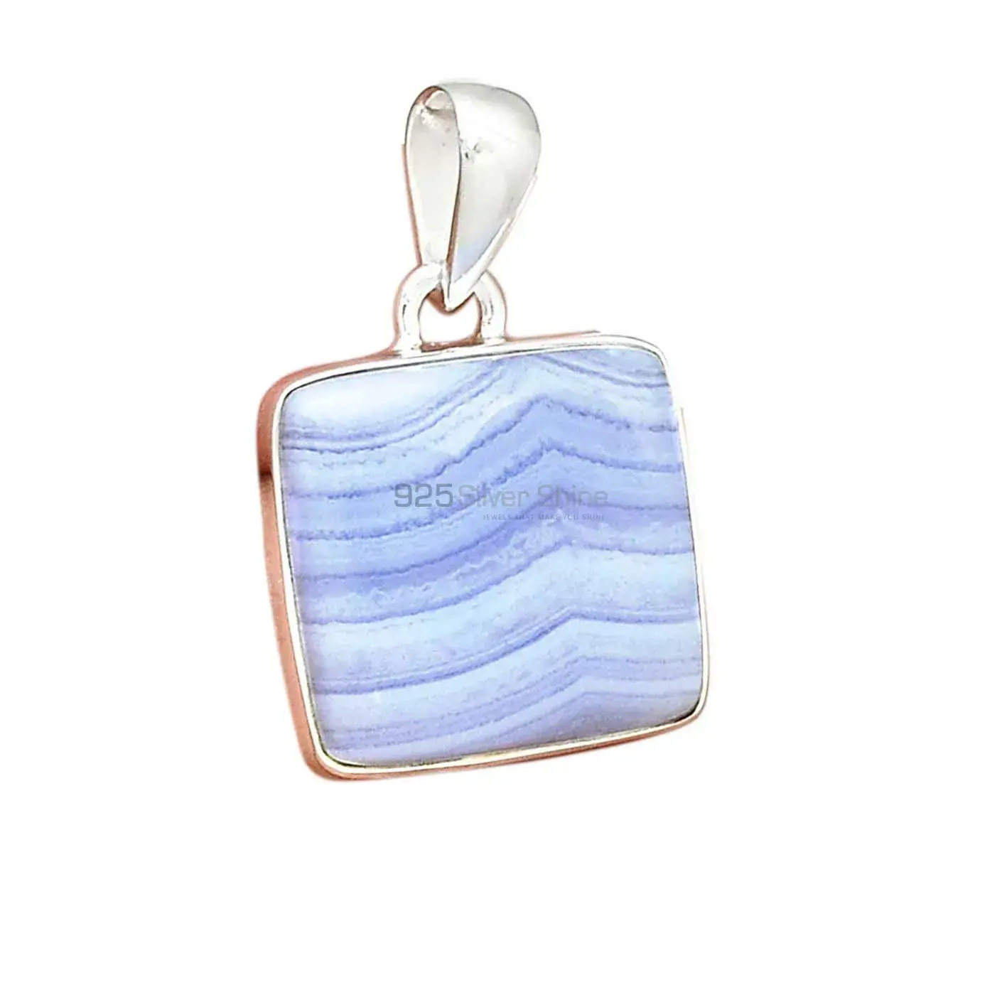 Blue Lace Agate Gemstone Handmade Pendants In 925 Sterling Silver Jewelry 925SP166_17