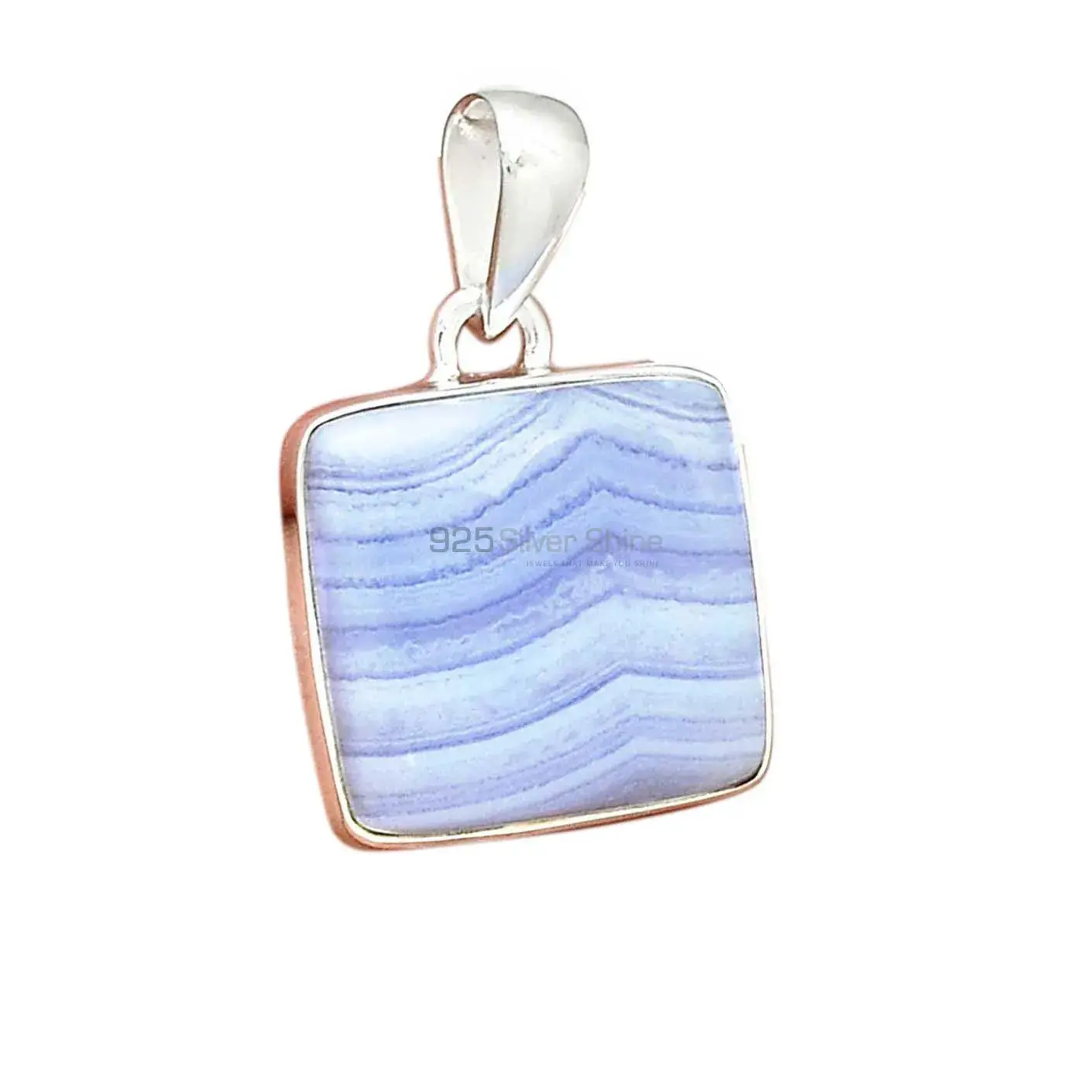 Blue Lace Agate Gemstone Handmade Pendants In 925 Sterling Silver Jewelry 925SP166_18