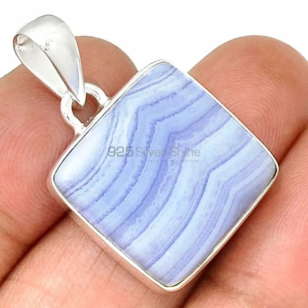 Blue Lace Agate Gemstone Handmade Pendants In 925 Sterling Silver Jewelry 925SP166_19