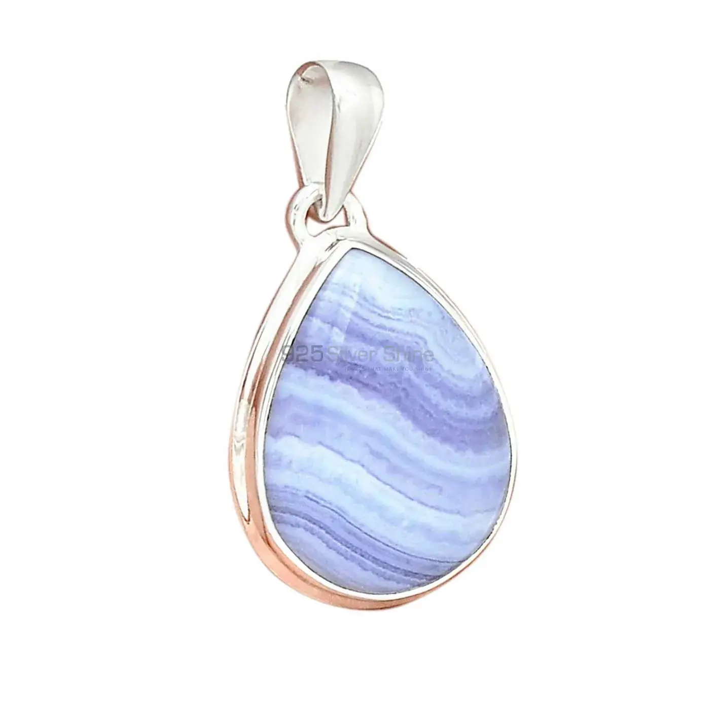 Blue Lace Agate Gemstone Handmade Pendants In 925 Sterling Silver Jewelry 925SP166_1