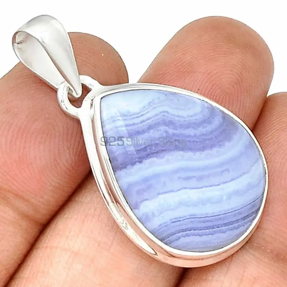 Blue Lace Agate Gemstone Handmade Pendants In 925 Sterling Silver Jewelry 925SP166_2