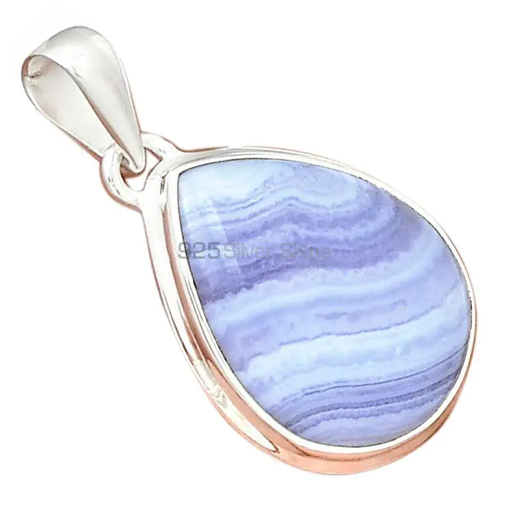 Blue Lace Agate Gemstone Handmade Pendants In 925 Sterling Silver Jewelry 925SP166_3