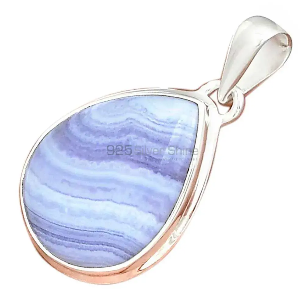 Blue Lace Agate Gemstone Handmade Pendants In 925 Sterling Silver Jewelry 925SP166_4