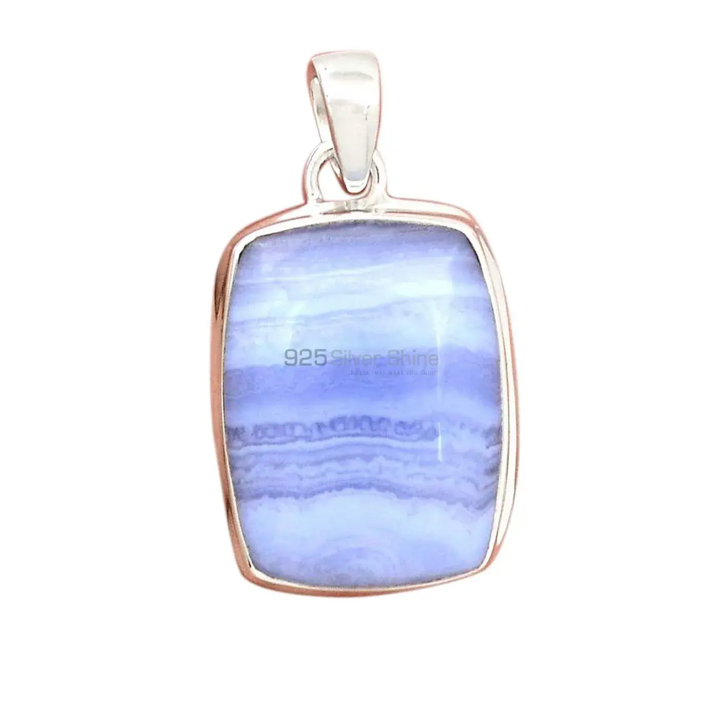 Blue Lace Agate Gemstone Handmade Pendants In 925 Sterling Silver Jewelry 925SP166_6