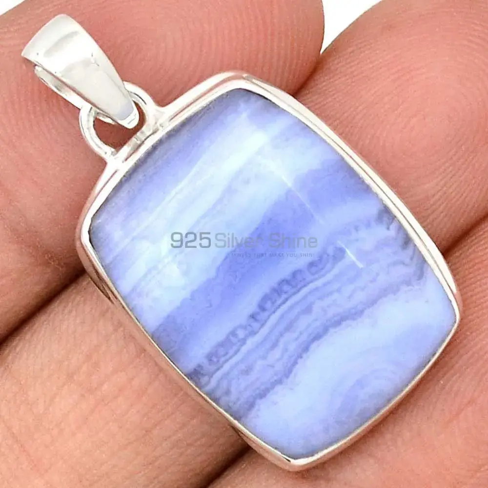 Blue Lace Agate Gemstone Handmade Pendants In 925 Sterling Silver Jewelry 925SP166_6