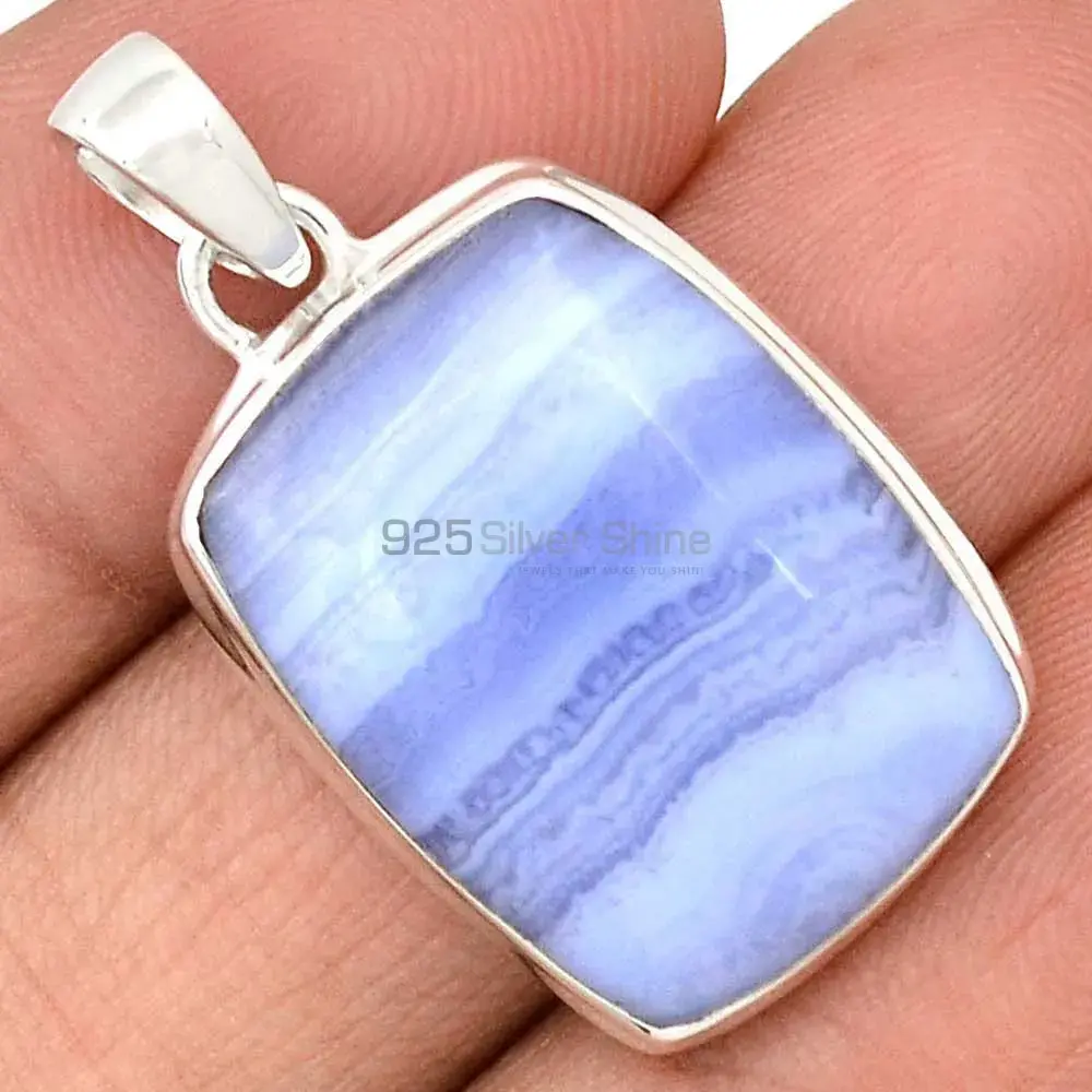 Blue Lace Agate Gemstone Handmade Pendants In 925 Sterling Silver Jewelry 925SP166_7