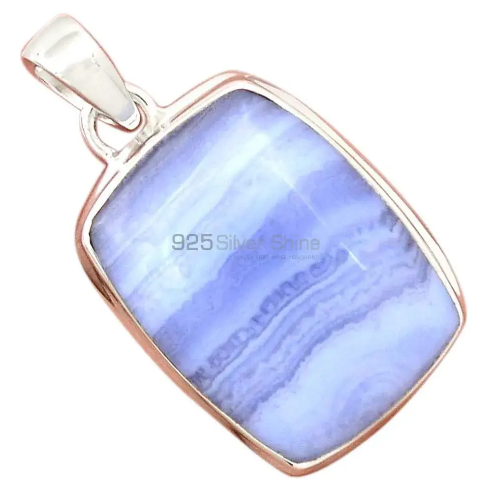 Blue Lace Agate Gemstone Handmade Pendants In 925 Sterling Silver Jewelry 925SP166_7