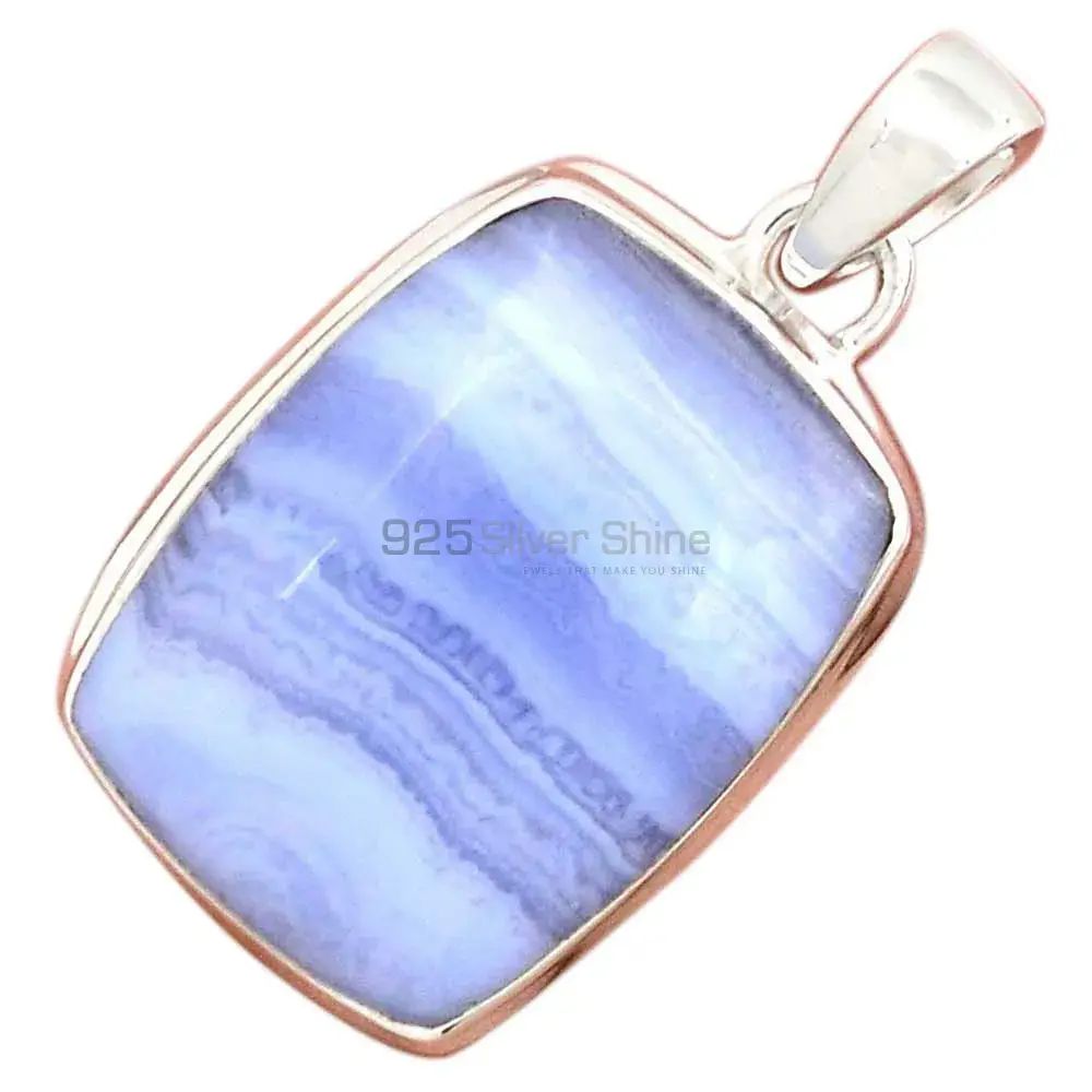 Blue Lace Agate Gemstone Handmade Pendants In 925 Sterling Silver Jewelry 925SP166_9