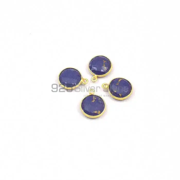 Blue Lapis Round Gemstone Single Bail Bezel Sterling Silver Gold Vermeil Gemstone Connector 925GC364_3