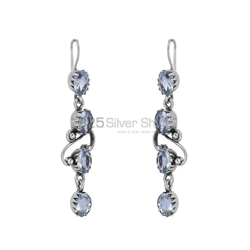 Blue Topaz Gems Stone Earring In 925 Sterling Silver Jewelry 925SE10_0