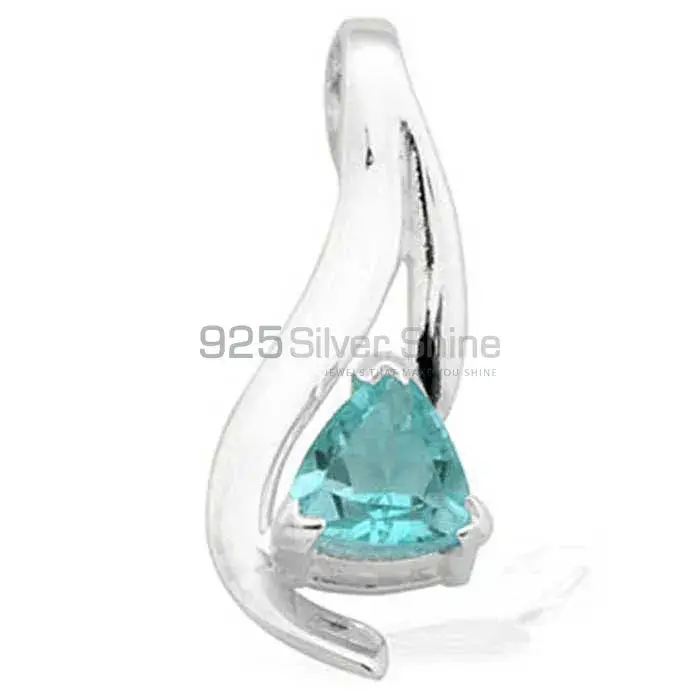 Blue Topaz Gemstone Handmade Pendants In 925 Sterling Silver Jewelry 925SP1591_0