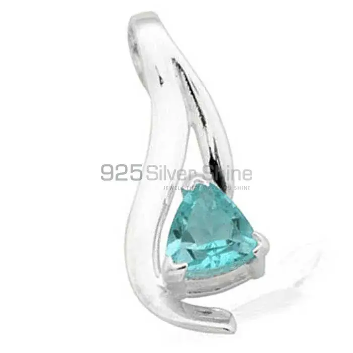 Blue Topaz Gemstone Handmade Pendants In 925 Sterling Silver Jewelry 925SP1591_0