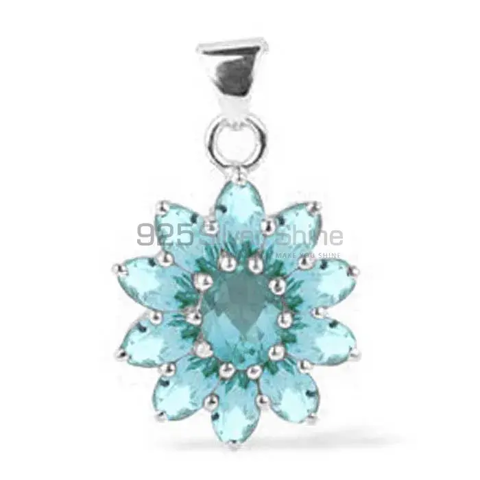 Blue Topaz Gemstone Handmade Pendants In 925 Sterling Silver Jewelry 925SP1641