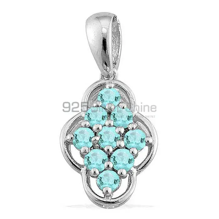 Blue Topaz Gemstone Handmade Pendants In 925 Sterling Silver Jewelry 925SP1691