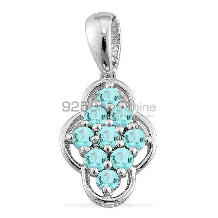 Blue Topaz Gemstone Handmade Pendants In 925 Sterling Silver Jewelry 925SP1691_0