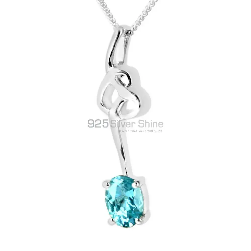 Blue Topaz Gemstone Handmade Pendants In 925 Sterling Silver Jewelry 925SP225-1