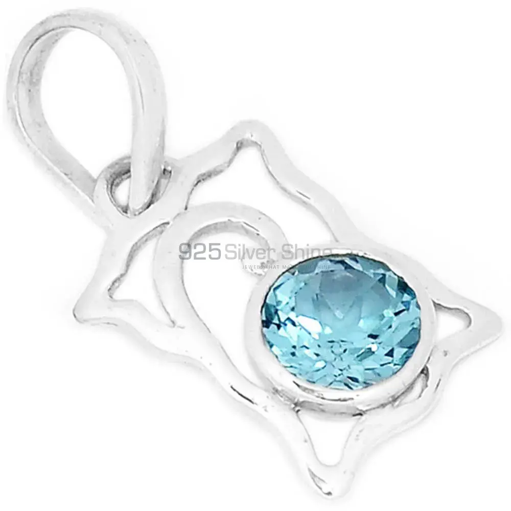 Blue Topaz Gemstone Handmade Pendants In 925 Sterling Silver Jewelry 925SP281-5