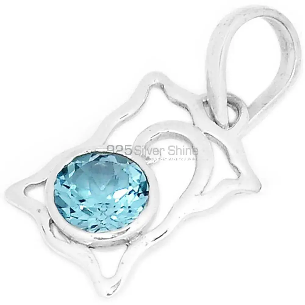 Blue Topaz Gemstone Handmade Pendants In 925 Sterling Silver Jewelry 925SP281-5_0